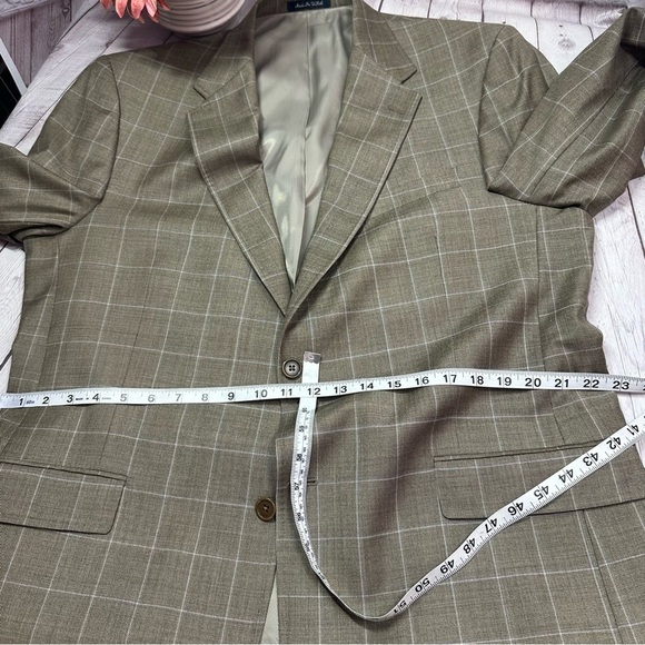 STOP 🛑 NOT AVAILABLE cremieux Men's tan khaki Plaid sport coat  sz 44L classic - Picture 11 of 13